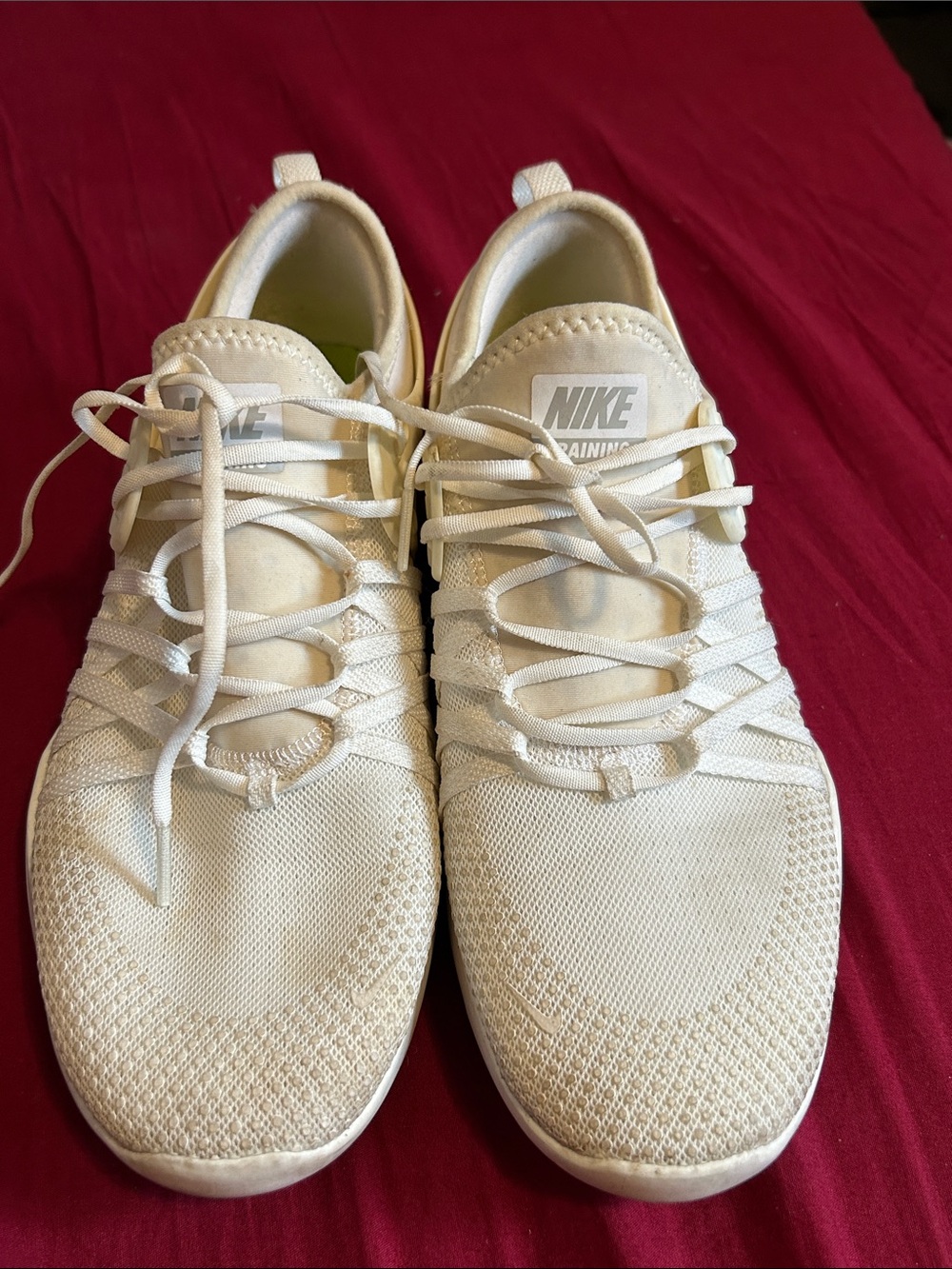 Nike Women's White/Cream Knit Running Sneakers